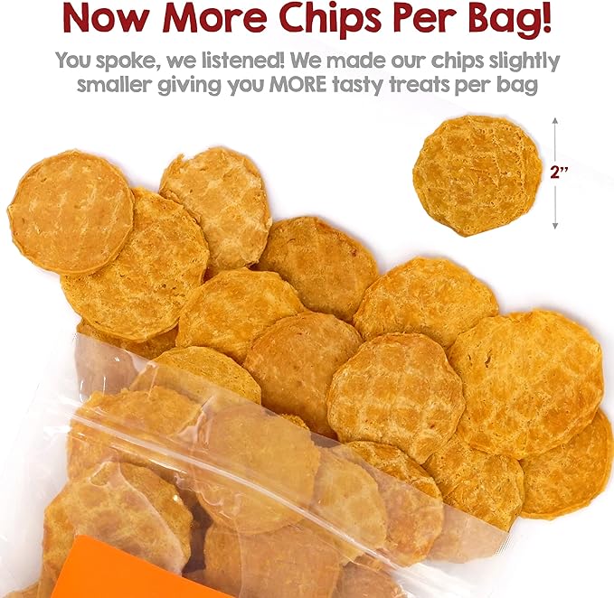 Riley's Waffles Chicken Chips for Dogs - USA Sourced 100% Chicken Breast - Dehydrated and Lean Jerky Treats - Single Ingredient Dog Treat - 16oz