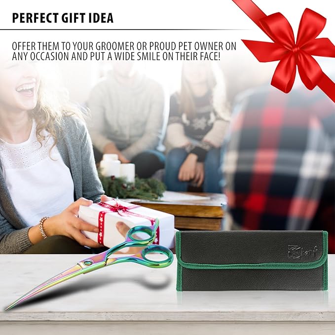 Premium 6.5 Inch Curved Grooming Scissors for Dogs - Sharp, Precise, and Comfortable - Durable Construction for Long-lasting Performance - Safety and Style Combined - Pet Grooming Scissors for dogs