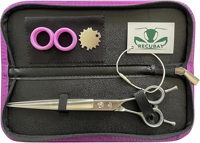 Dog Grooming Scissors, 8.0" Shears, Straight Scissors for Pet Hair Trimming. Matte Deluxe Dog Shears