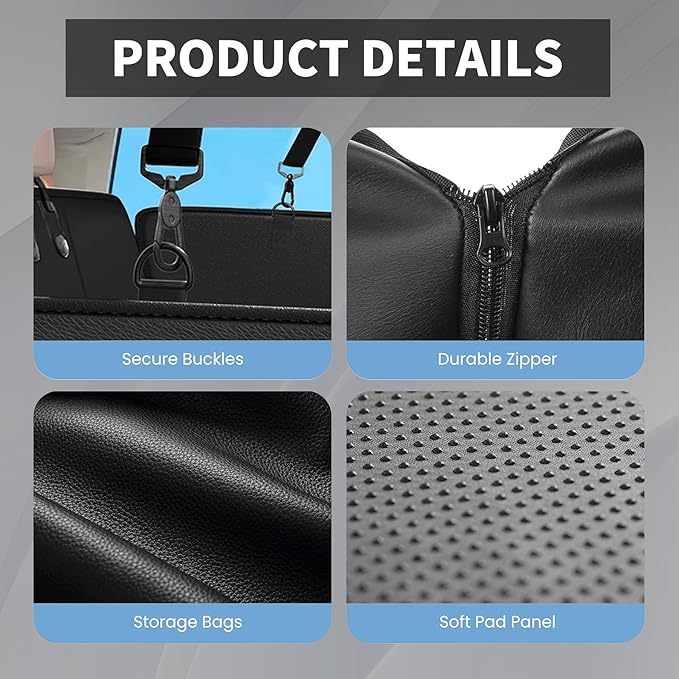 Back Seat Extender for Dogs,Hard Bottom Car Seat Cover,100% Waterproof 600D Heavy Durable Scratchproof Leather Car Dog Cover Back Seat,Non Slip Easy Clean Car Seat Protector,with Storage Bag