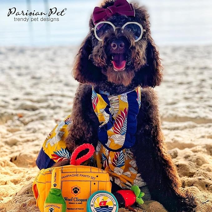 Parisian Pet Tribal Leaves Summer Dress - Magic Strap Closure Dog Beach Outfit - Lightweight and Breathable Dress for Large Dogs Girl XL