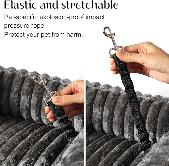 Dog Car Booster Seat, for Small Dogs Under 30 lbs, Detachable Washable Travel Bed with Storage Pockets and Safety Belt (Coffee, Medium)