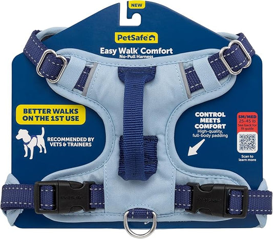 PetSafe Easy Walk Comfort No-Pull Dog Harness - Better Walk Training Harness - Full Body Padded Design - Durable Fabric - 5 Point Adjustable Fit - Everyday Leash Training - Blue - X-Small