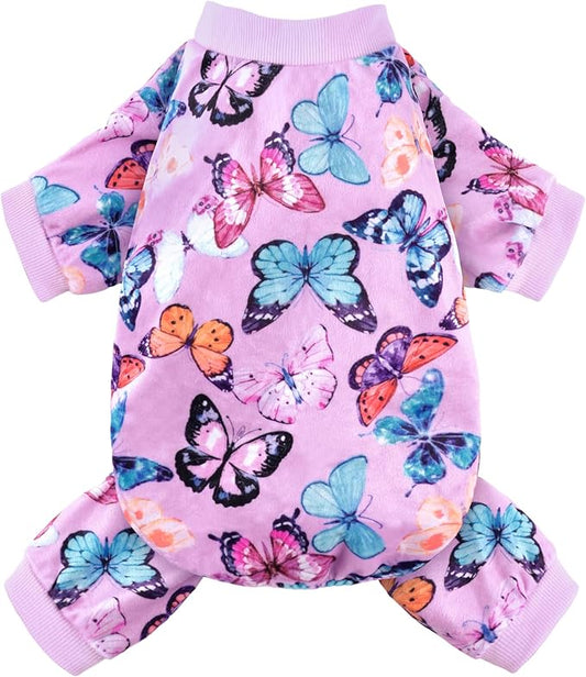 Dog Pajamas Soft Lightweight Dog Onesies Outfit Clothes for Small Medium Large Puppy Pjs for Pet Boys Girls Dogs Cats (L (Back: 14",Chest: 18", Neck: 10.6"), Butterfly)