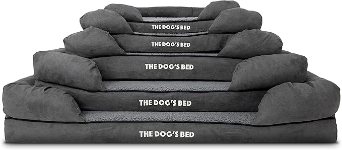 The Dog’s Bed, Large Grey Plush Memory Foam, Pain Relief: Arthritis, Hip & Elbow Dysplasia, Post Surgery, Lameness, Supportive, Calming, Waterproof Washable Cover