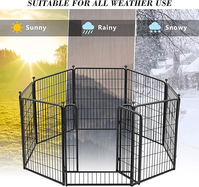 Dog Playpen 40 inch 2 Panels Indoor Dog Pen for Large/Medium/Small Dogs Heavy Duty Metal Dog Fence Outdoor for Yard, Puppy Playpen with Door Portable Pet Fence for RV Camping Yard