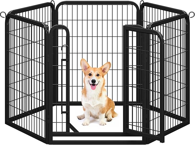 Yaheetech Dog Playpen Outdoor, 32 inch 6 Panels Dog Pen Indoor Heavy Duty Puppy Exercise Pen Metal Pet Fence for RV Camping/Yard/Garden