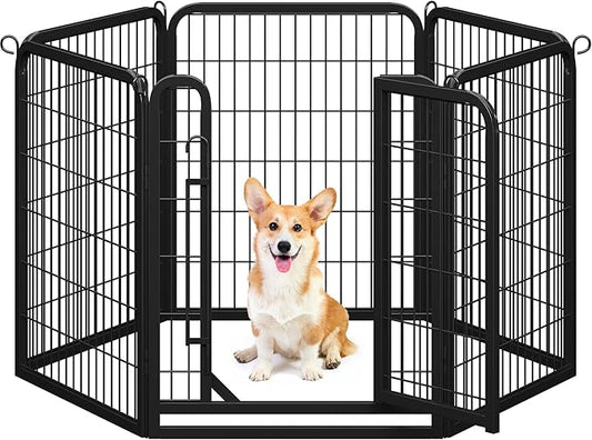 Yaheetech Dog Playpen Outdoor, 32 inch 6 Panels Dog Pen Indoor Heavy Duty Puppy Exercise Pen Metal Pet Fence for RV Camping/Yard/Garden