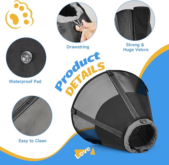 Dog Cone Collar to Stop Licking: Soft Mesh Recovery Collar After Surgery with Detachable Pad, Elizabeth Cone Alternative for Large Medium, Small Dogs, Normal Eating and Drinking (S)