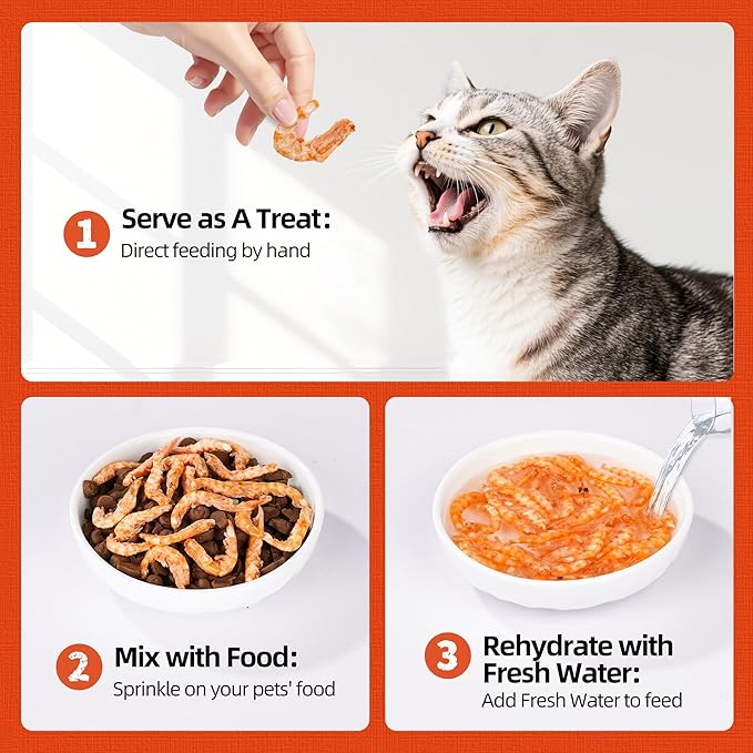 Just Try 4.6 oz Freeze Dried Antarctic Krill for Dogs & Cats High Protein Grain Free Treats Natural Shrimp Omega 3 Fish Oil Supports Skin & Coat Health