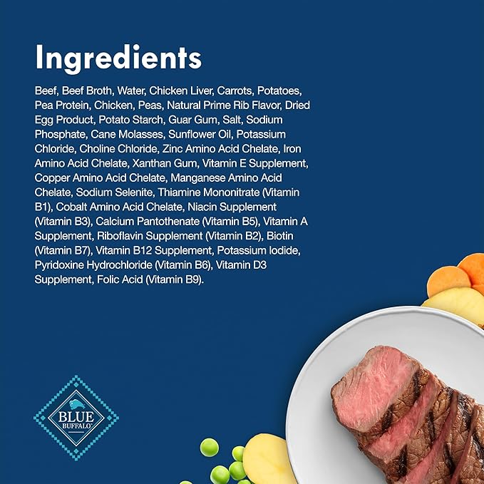 Blue Buffalo Delights Small Breed Natural Wet Dog Food, Prime Rib Flavor in Gravy, 3.5-oz Cups, 12 Count