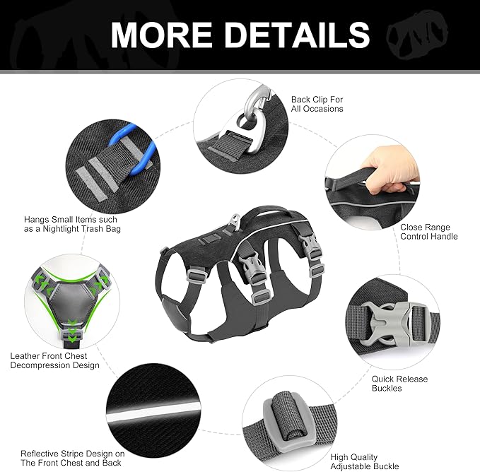 Escape Proof Dog Harness Small Sized Dog, Reflective No Pull Dog Vest with Handle, Lightweight Full Body Pet Harness Adjustable for Walking,Training(Blue,Chest:16-27")