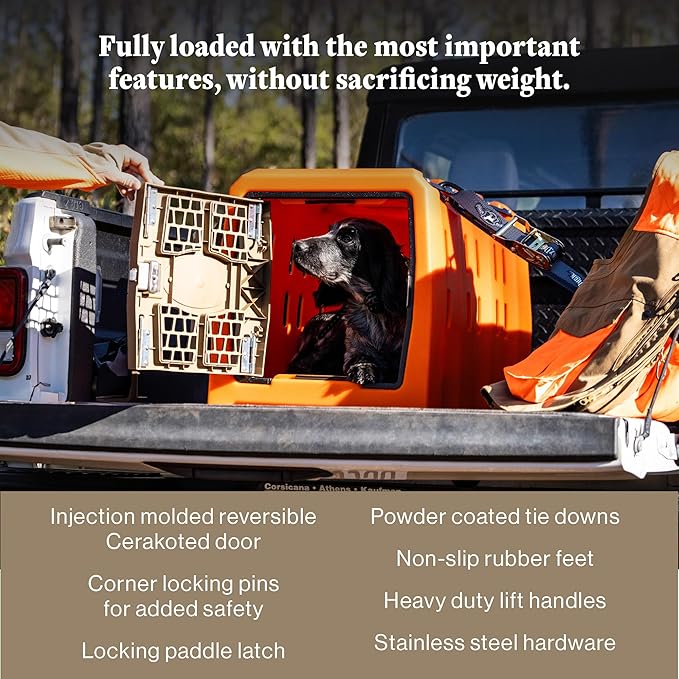 Lucky Dog Kennel, Durable Crash Tested Portable Dog Crates, Medium, Uplander (Orange)