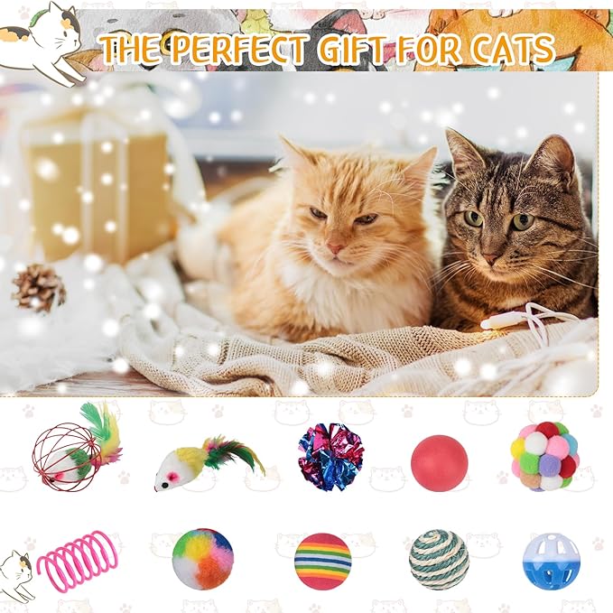 Shappy 150 Pcs Cat Toys Bulk Kitten Toys Pack Variety Funny Interactive Gift Including Mice Rainbow Balls Spring Crinkle Balls for Indoor Cat Kitty Kitten(Classic)