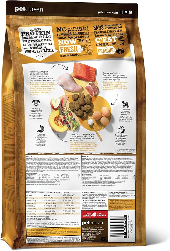 Now Fresh Grain-Free Dry Dog Food with Turkey, Salmon & Duck, Healthy Kibble for Adults Made with Real Meat & Fish, Chicken-Free, Enhanced with Pumpkin & Probiotics for Good Digestion, 12 lb Bag