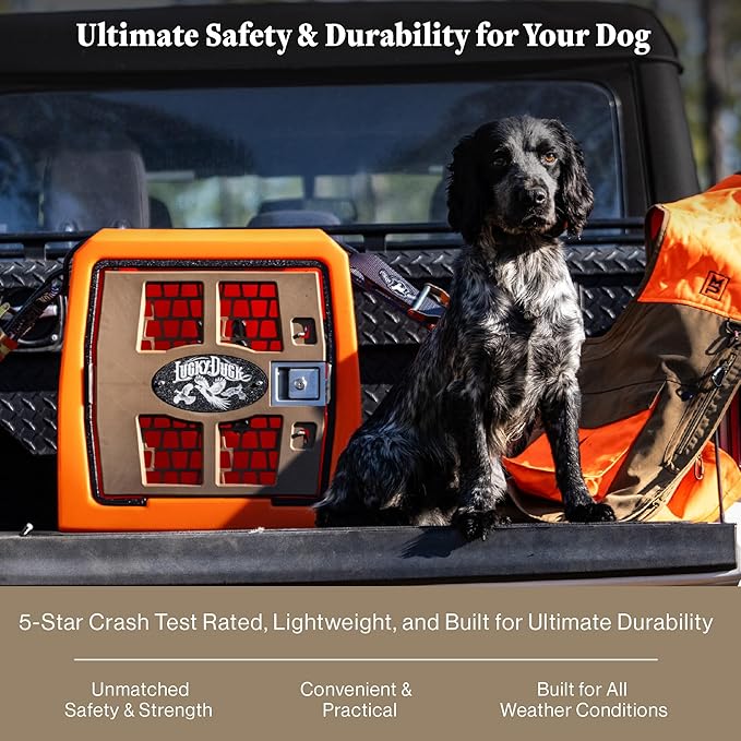 Lucky Dog Kennel, Durable Crash Tested Portable Dog Crates, Medium, Uplander (Orange)