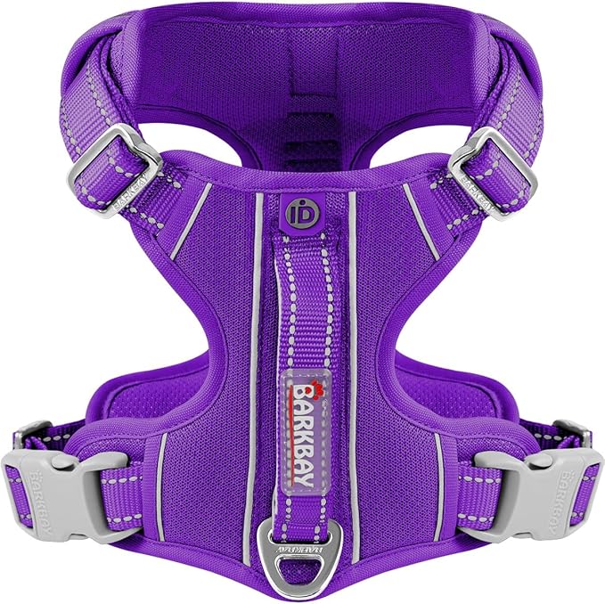 BARKBAY Dog Harness No Pull with ID Tag Pocket - Heavy Duty, Reflective, Easy Control for Small Dogs(Purple,S)