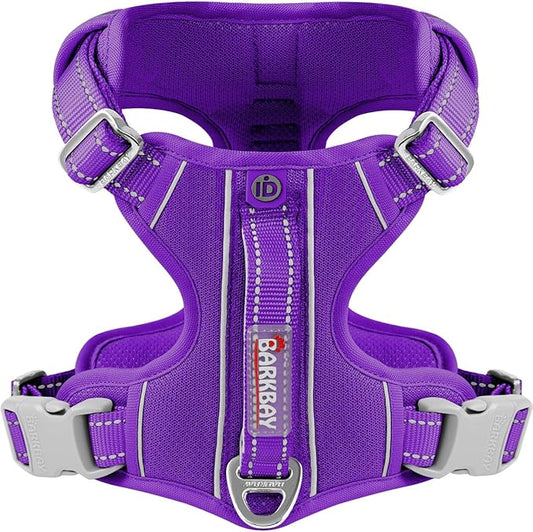 BARKBAY Dog Harness No Pull with ID Tag Pocket - Heavy Duty, Reflective, Easy Control for Small Dogs(Purple,S)