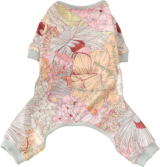 Dog Pajamas Onesie for Small & Medium Dogs - Polyester, Cozy, Wrinkle-Resistant Four-Legged Apparel (Light Brown, Large)