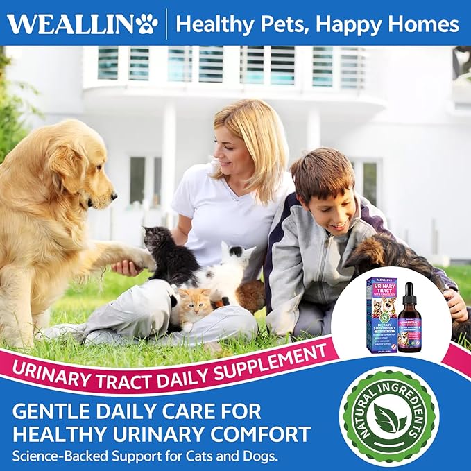 Cat & Dog Natural Urinary Tract Infection Treatment with Cranberry, Kidney, and Bladder Support Supplement, Support for Urinary Comfort & Bladder Flow – Pet Renal Care Support Drops