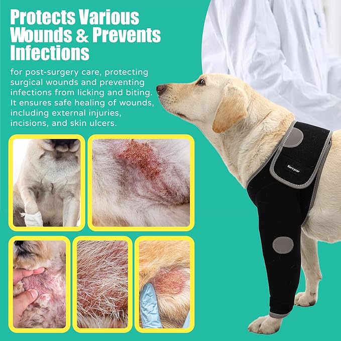 Dog Recovery Sleeves, Cone Collar Alternative, Reflective Material Design Abrasion Resistant Dog Recovery Suit, Washable 3mm Thick and Waterproof, Pets Sleeve Anti Licking Wounds and Keep Dry