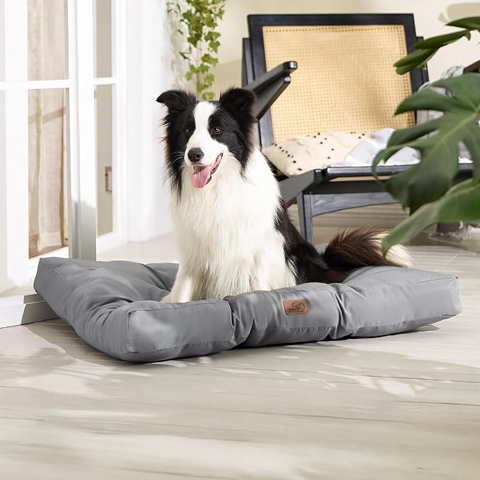 Bedsure Dog Beds Large Sized Dogs - Washable Pet Bed Mattress with Oxford Fabric, Pet Pillow Cushion for Crate, Grey Dog Mat Outdoor, 36x27x4, Grey