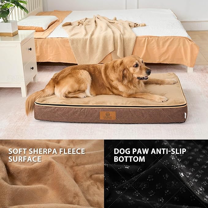 Orthopedic Memory Foam XXL Dog Bed - 6" Thick Beds for Extra Large Sized Dog - Waterproof Removable Washable Cover & Wrap-Around Zipper - Ultimate Comfort & Easy Maintenance, Brown