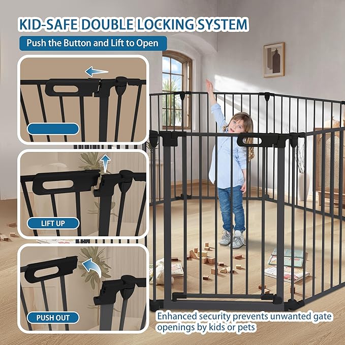 BalanceFrom Easy Walk-Thru Safety Gate for Doorways and Stairways with Auto-Close/Hold-Open Features, 36-Inch Tall, 205-Inch Wide, Graphite