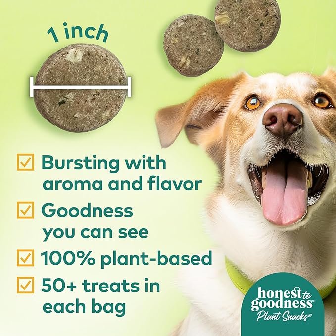 Honest to Goodness Plant Snacks Good Vibes Chamomile & Ginger Recipe Dog Treats Enriched with Omega 3s & Postbiotics, 8oz