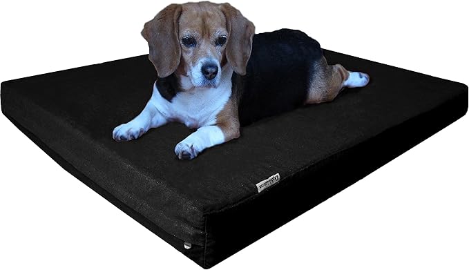 Dogbed4less Orthopedic Gel Infused Memory Foam Dog Bed, Waterproof Liner with Durable Washable Black Canvas Cover, 37X27X4 Inch