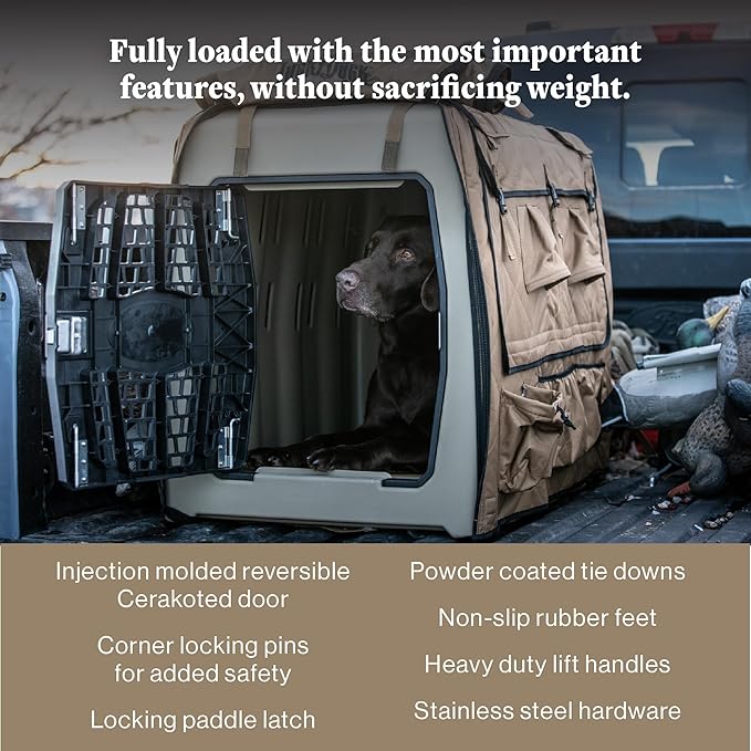 Lucky Dog Kennel, Durable Crash Tested Portable Dog Crates, Large, Tan