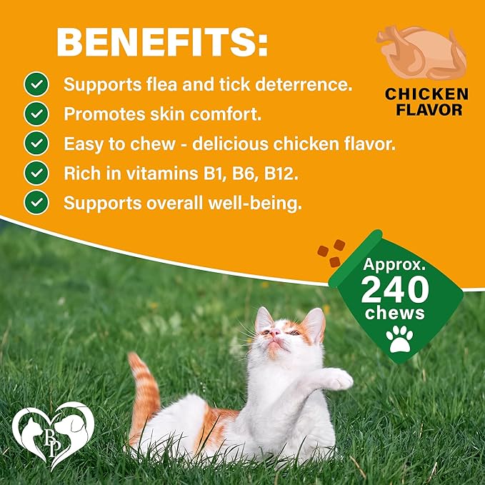 Flea and Tick Prevention Chewable Pills for Dogs and Cats - Revolution Oral Flea Treatment for Pets - Pest Control & Natural Defense - Chewables Small Tablets Made in USA (Chicken (for Cats))