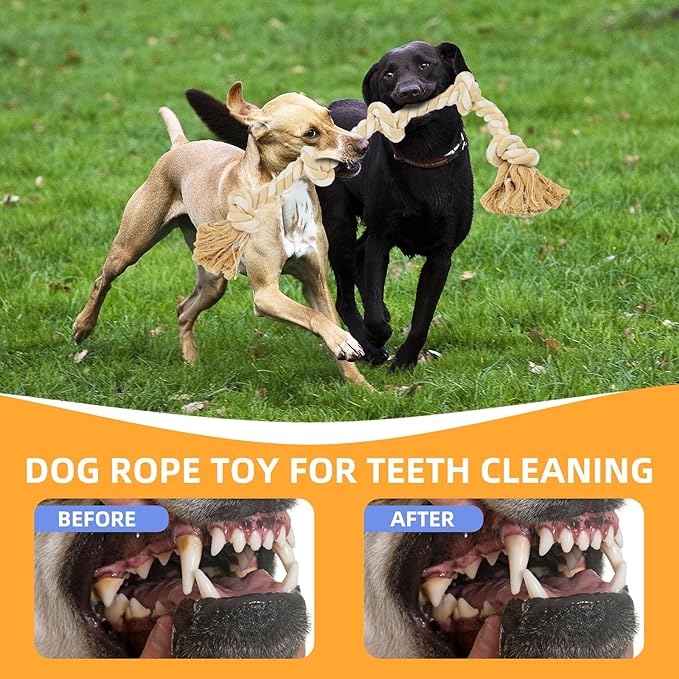 Bmag Dog Toys for Aggressive Chewers, Tough Rope Chew Toys for Medium Large Dogs,Heavy Duty Tough Dog Tug of War Toy with 5 Knots for Teeth Cleaning