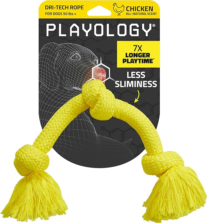 Playology Rope Toys for Dogs | Tug of War Dog Toy for Aggressive Chewers | Chicken Scented Dog Toys | Jumbo Rope Toy for Interactive Play