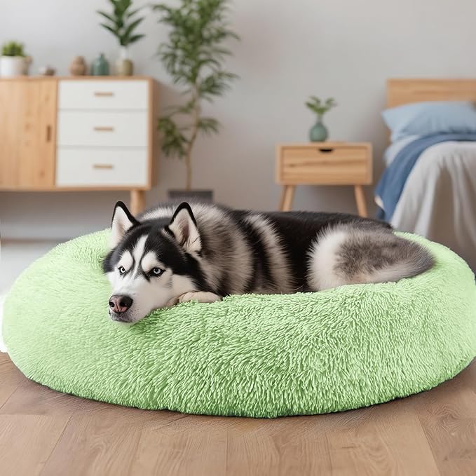 Extra Large Dog Beds, 36 Inch Human Dog Anxiety Relief Squishmallow Comfort Bed, Indestructible & Chew Proof Pet Beds (Green)