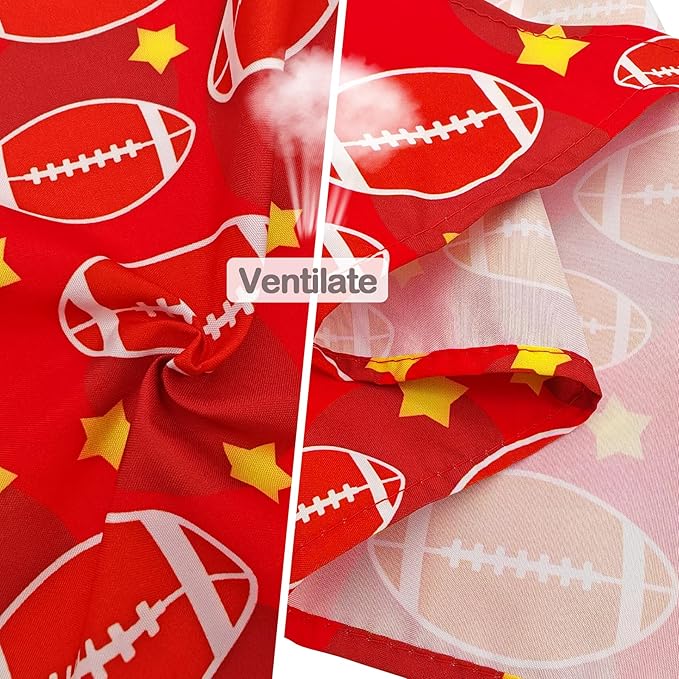 7 PCS Football Dog Bandanas for Small Dogs Stitching Edge Dog Bandana for Puppy Doggy Print One Side Scarves Game Day Grooming S