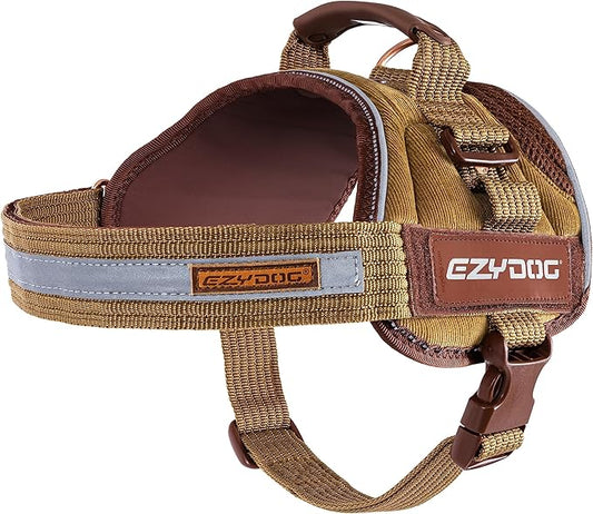 EzyDog Convert Dog Harness – Trail-Ready Rugged Harness for Walking, Hiking & Outdoors with Reflective Piping, Badge Attachment Points, Traffic Handle, & Comfort Lining (Medium, Corduroy)