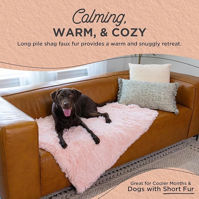 Best Friends by Sheri Calming Shag Dog Blanket – Ultra Soft Faux Fur Pet Throw, Anxiety-Relief, Lightweight Warm Bed Cover for Dogs and Cats, Machine Washable, Candy Pink, 40" x 50"