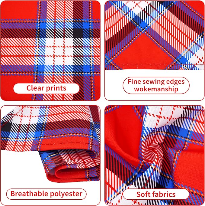 7 PCS Plaid Dog Bandanas for Small Dogs Stitching Edge Dog Bandanas for Puppy Doggy Print One Side Scarves Party Grooming S