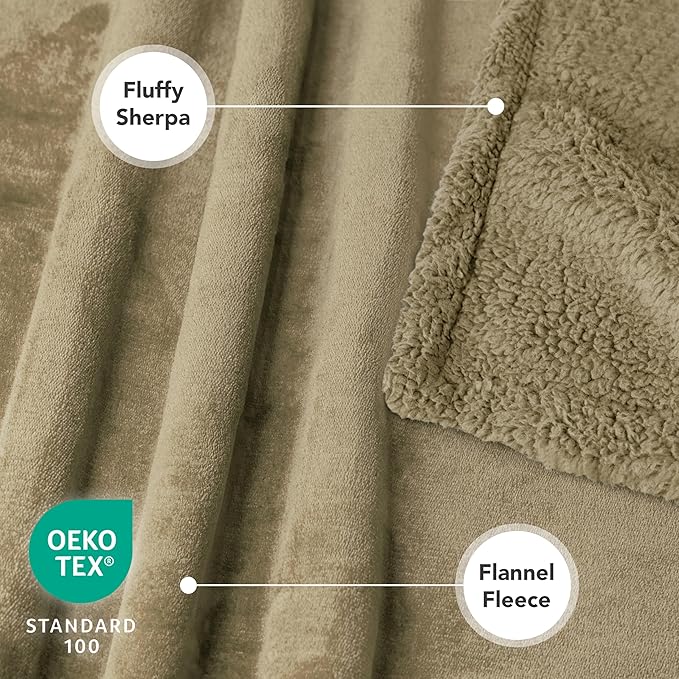 PetAmi Waterproof Dog Blanket for Medium Large XL Dog Puppy Cat Throw for Couch Cover Leakproof Protection, Sherpa Fleece, Reversible Soft Washable 80x60 Taupe Taupe