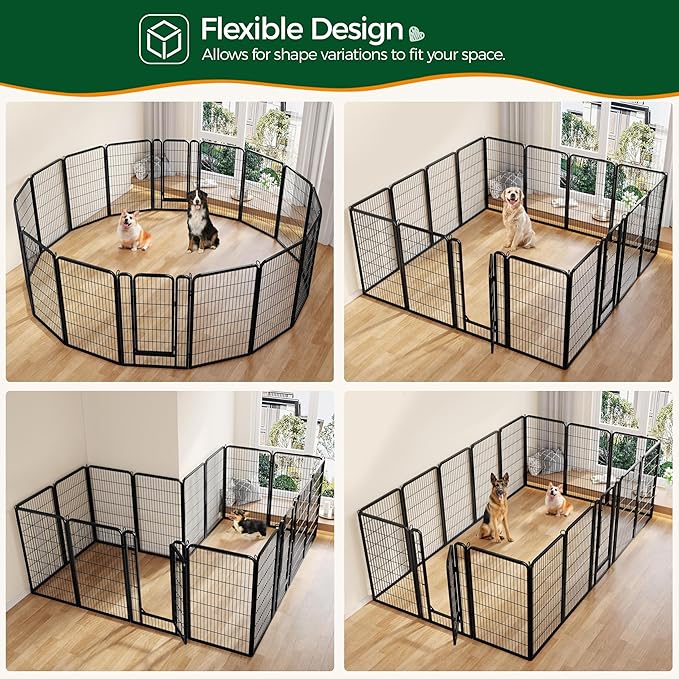Yaheetech Dog Playpen Outdoor, 47 inch 32 Panels Dog Pen Indoor Heavy Duty Puppy Exercise Pen Metal Pet Fence for RV Camping/Yard/Garden