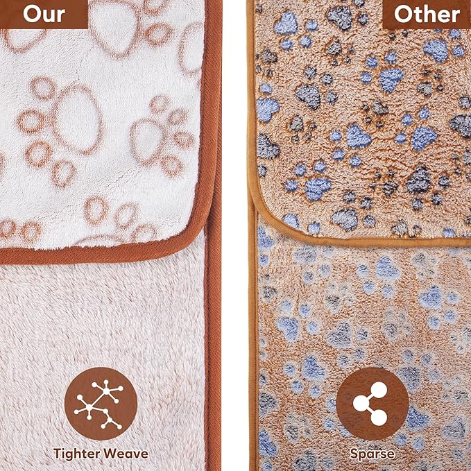 Stuffed Brown Small Premium Soft Dog Blanket, with Flannel Cute Paw Print, 24 * 32 inches, Newborn Cat Blanket Puppy Pads Supplies Dog Products Stuff Essentials