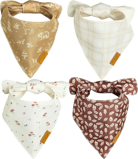 Remy+Roo Dog Bandanas - 4 Pack Marigold Set | Premium Durable Adjustable Polyester Fabric | Patented Shape Girl Dog Bandana| Pack of Bandanas for Dogs (Large)