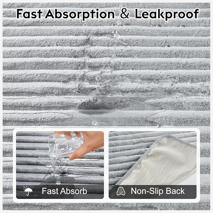 Flannel Washable Pee Pad for Dogs - 2 Pack Reusable Dog Pee Pads Extra Large, Fast Absorb Pet Playpen Mat with Non-Slip Back, Waterproof Puppy Training Pad. (Light Grey, 36" X 72")