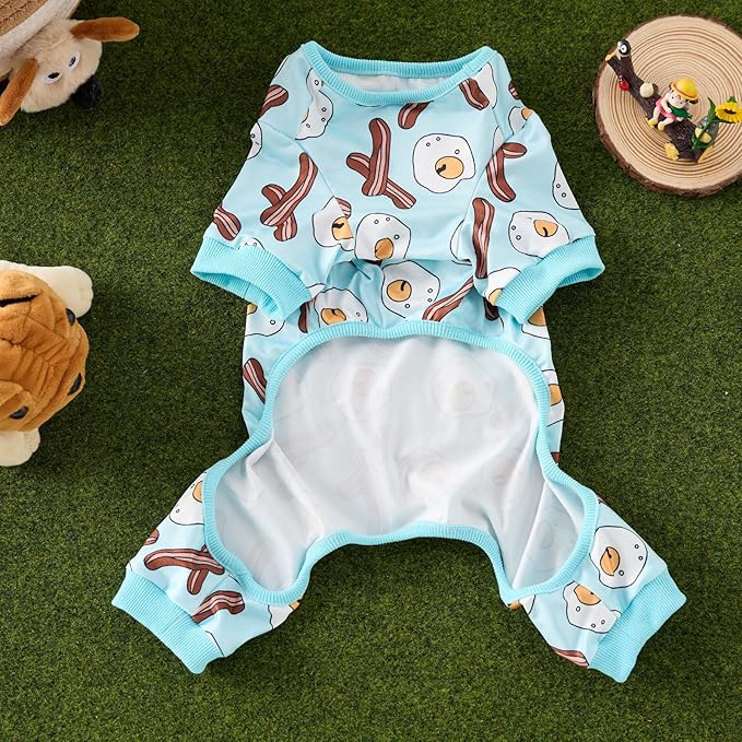 Dog Pajamas Onesie for Small & Medium Dogs - Polyester, Cozy, Wrinkle-Resistant Four-Legged Apparel (Light Blue, XX-Large)