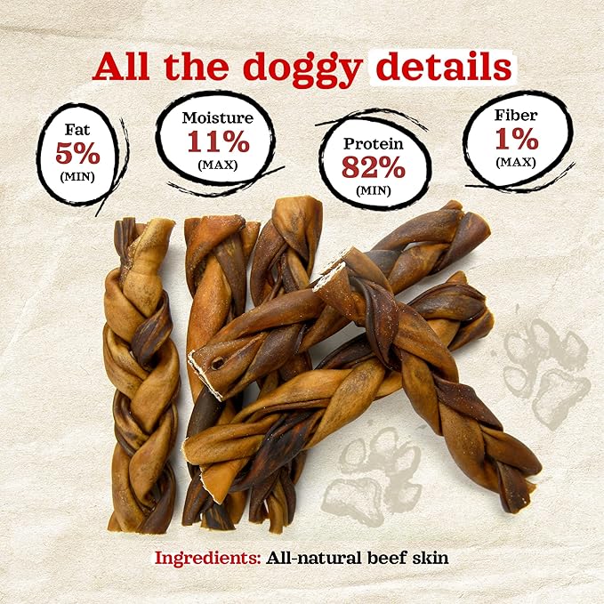Natural Farm Braided Collagen Chews for Dogs (6 Inch, 5 Pack), Collagen Sticks, Natural Dog Chews, Long Lasting, for Small, Medium and Large Dogs, Odor-Free, Rawhide Alternative