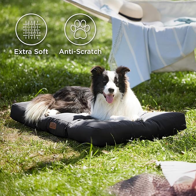 Bedsure Dog Beds Large Sized Dogs - Washable Pet Bed Mattress with Oxford Fabric, Pet Pillow Cushion for Crate, Grey Dog Mat Outdoor, 36x27x4, Black