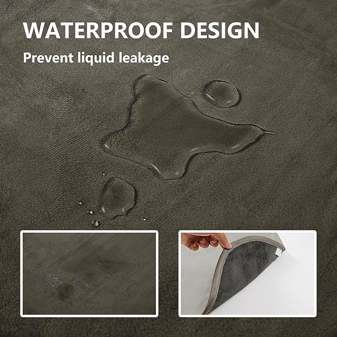 Waterproof Dog Blankets, Washable Pee Proof Pet Blanket for Couch, Soft Reversible Puppy Throw Furniture Protector Cover for Bed Sofa-52"x82",Light Brown+Dark Brown