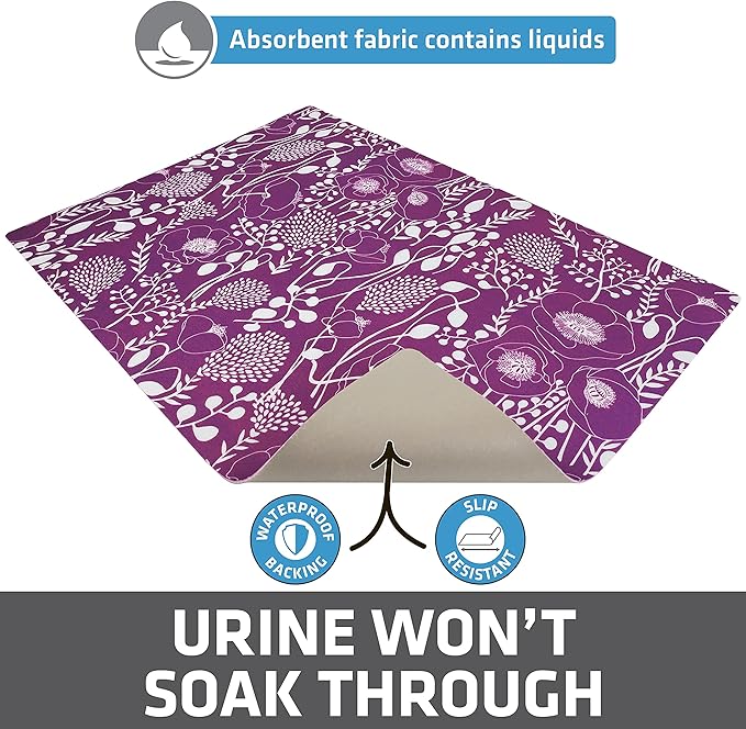 Drymate Original Cat Litter Mat, Contains Mess from Box, Protects Floors, Urine-Proof, Machine Washable, Soft on Kitty Paws, Absorbent, Waterproof (USA Made, Recycled Content) (20”x28”)(Purple Plum)