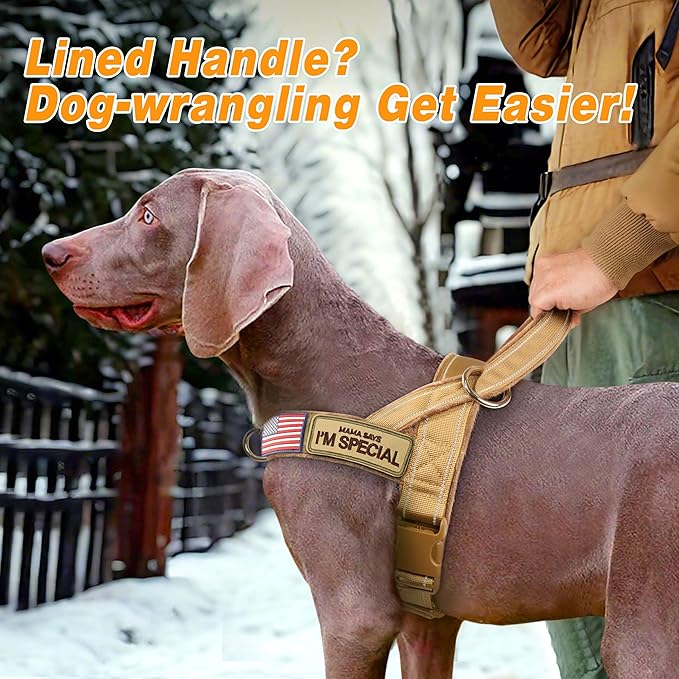 Forestpaw No Pull Dog Harness with Large Handle,Slip on Reflective Vest with Quick Release Buckle,Comfortable Flannel Lining for Medium Large Dogs Walking Training (Includes 3 Patches),Brown XL